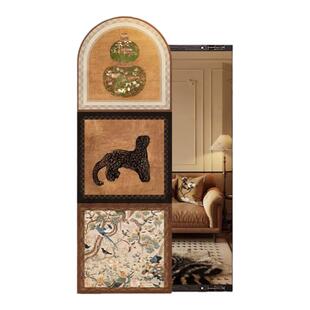 中古风隐藏式可推拉全身镜装饰画法式玄关壁画卧室隐形穿衣镜子画