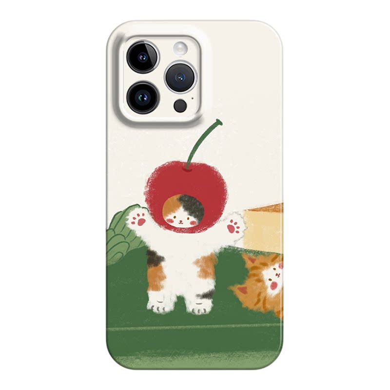 可爱樱桃猫咪适用iphone17promax菲林手机壳苹果16华为p70nova7vivos30iqoo12软红米k80note14小米15一加13硬