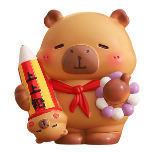 创意可爱卡皮巴拉励志学习小摆件书桌装饰品考研上岸好运生日礼物