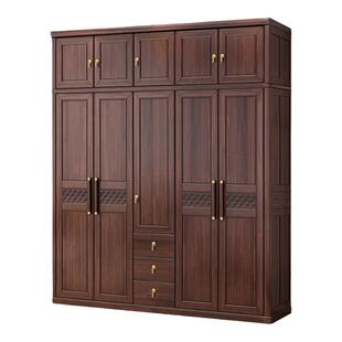 新中式乌金木衣柜全实木转角柜卧室简易四五门衣橱卧室收纳储物柜