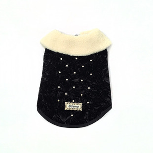 韩风宠物中小犬带钻毛领保暖狗衣服背心马甲秋冬马尔济斯比熊礼服