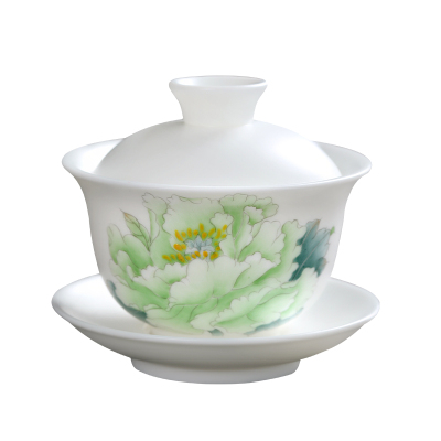 大师手绘《玉笑珠香》三才盖碗