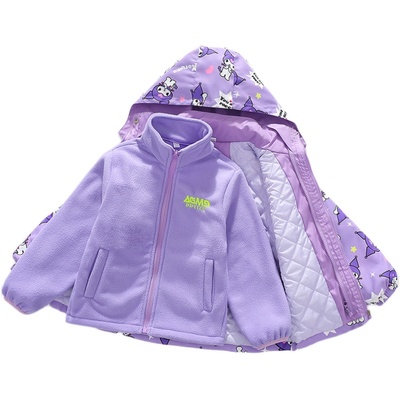 女童春秋冬加绒加厚外套可拆卸