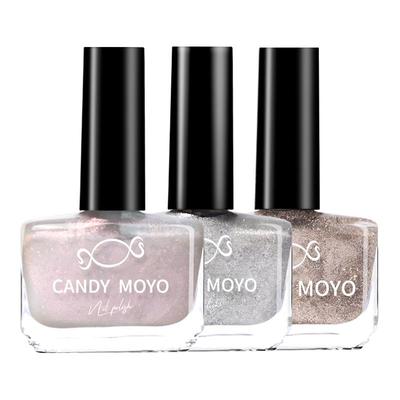CandyMoyo银色指甲油脚趾秋冬显白爆闪2025新款免烤速干安全无毒