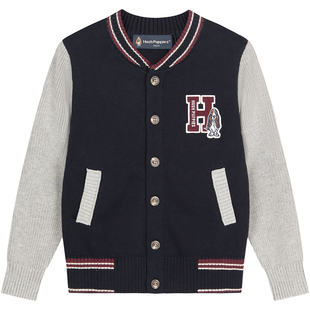 暇步士童装男童毛衣外套春秋季新款大童休闲学院风儿童线衣开衫