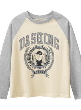 GRrr潮牌中大童长袖T恤男女纯棉