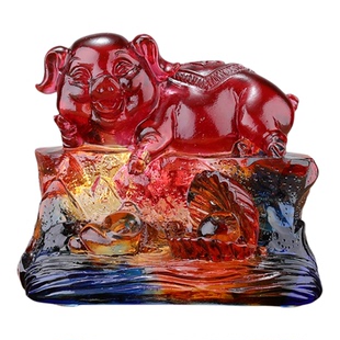 正品宋韶光吉祥物2026年集雅轩宋大师马年琉璃摆件挂属猪珠联璧合