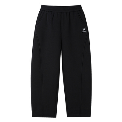 安奈儿童装男童女童裤子2025冬新款加绒加厚保暖防风宽松时尚长裤