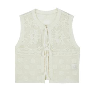 MSLAN浅春系 26春呼吸感复古工艺手钩花针织马甲女MGCW242