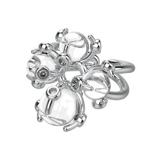 INIZIO 光启系列 白水晶十字花戒指原创设计感小众高级感开口戒