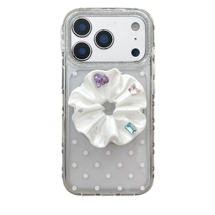 kaia 日韩ins白波点白花彩钻适用苹果17promax手机壳iphone16pro新款15女16pro磁吸支架15pro全包防摔手机套
