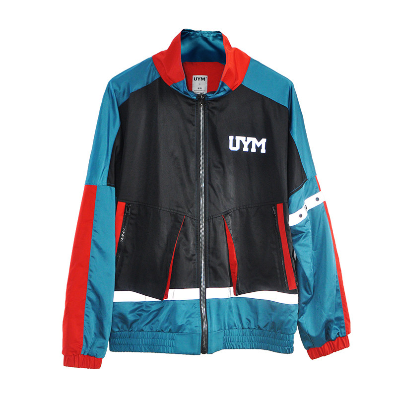 【清仓】 UYM 反光拼接 复古校服嘻哈外套运动夹克男女情侣潮