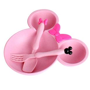 幼儿儿童餐盘分格女孩可爱米奇碗防摔饭碗米老鼠宝宝专用餐具套装