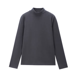 佐丹奴长袖T恤女秋冬新款双面绒保暖纯色半高领打底衫女05325822