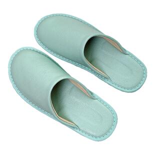 高级简约春秋包头牛皮拖鞋室内家居家用防水情侣男士防滑防臭软底