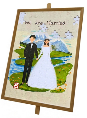 婚礼签到拼图画框定制创意祝福板