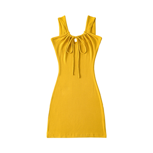 YoungGirlDay纯欲性感修身显瘦蝴蝶结系带收腰包臀吊带连衣裙短裙