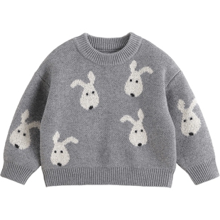 马克珍妮男童可爱小狗仿驼绒保暖毛衣 儿童针织打底衫春装241753