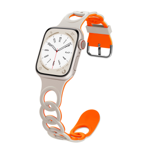 镂空硅胶适用苹果s10手表表带iwatch9时尚透气applewatch8运动防水7智能6男女同款se替换腕带新款创意华强北