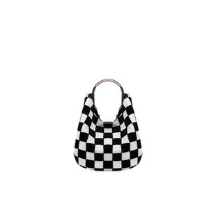 【惊喜特惠】Moschino/莫斯奇诺 女士Handle Me黑白格子单肩包