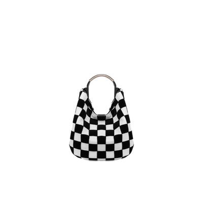 Moschino/莫斯奇诺 女士Handle Me黑白格子单肩包