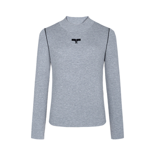 郁香菲撞色针织衫女气质通勤春季时尚坑条毛衫圆领修身打底衫上衣