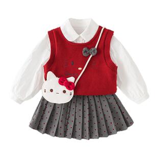 女童套装2026新款春秋季洋气时髦小公主超好看儿童宝宝学院风裙子