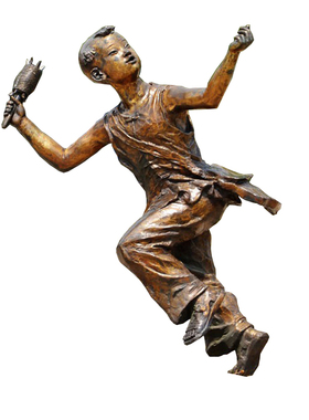 玻璃钢小孩雕塑仿铜可定制