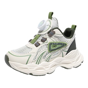 小黄鸭童鞋儿童单网鞋2026夏季新款网面透气网鞋男童运动纽扣鞋子