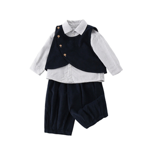 男童春装2026新款婴儿衣服春季帅气时髦宝宝周岁礼服春款衬衫西装