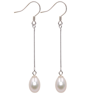 925纯银流苏耳钩女淡水珍珠耳坠