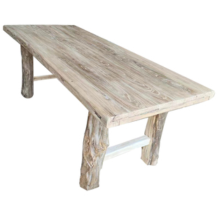 老榆木茶桌柏木桌腿书桌实木门板复古木板吧台原木风化餐桌长条桌