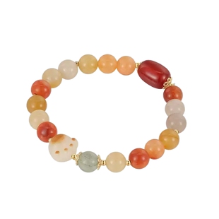 AJIDOU阿吉豆手链女时尚国风菩提猫爪首饰红玛瑙中式串珠手串手环