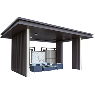 光标户外铝合金凉亭别墅庭院定制露台景观茶水亭智能中式凉亭带灯