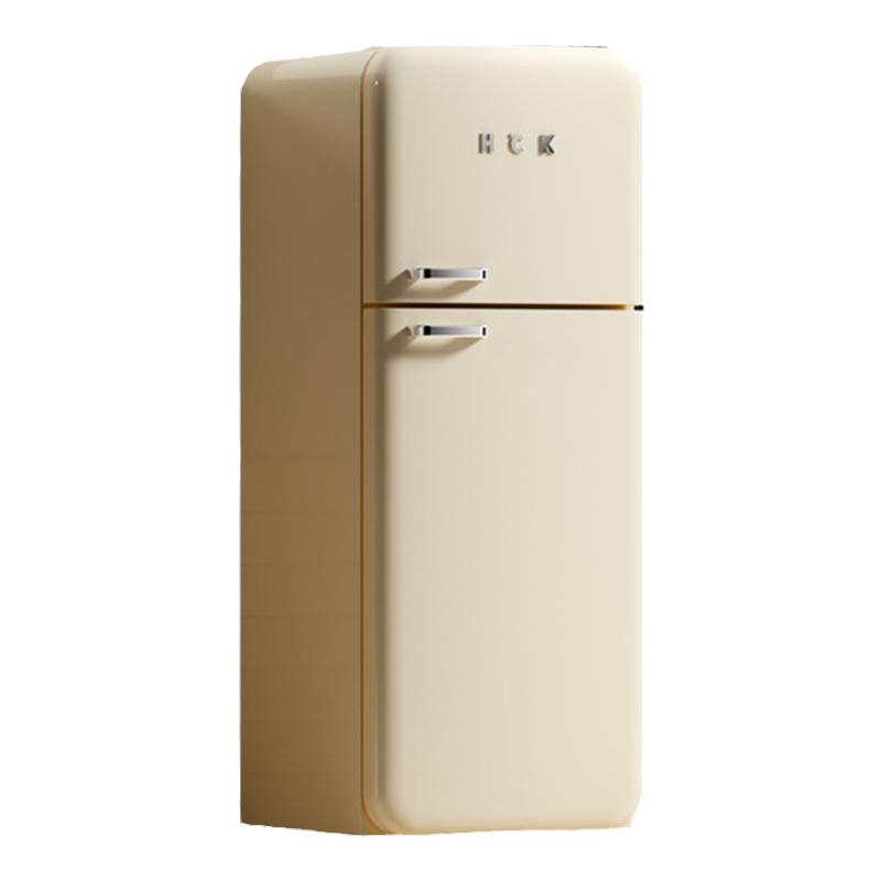 HCK哈士奇小香风复古高颜值冰箱冷冻冷藏双门家用客厅办公室192L