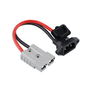 品字公头转安德森50A转母弯头线锂电池连接器电瓶车充电插座插头