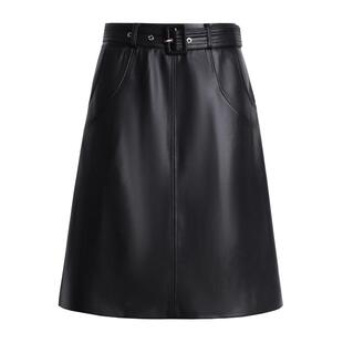 真皮皮裙女中长款海宁秋冬2025新款时尚百搭高腰显瘦绵羊皮半身裙