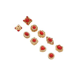 镶嵌天然红松石铜镀18K真金保色镶锆石花式镂空隔珠diy串饰品配件