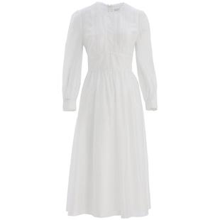 OBEG欧碧倩轻盈白色长袖连衣裙秋款度假风蕾丝长裙50483501