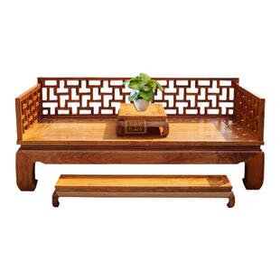 红木家具 缅甸花梨木罗汉床睡榻中式明清沙发独板全榫大果紫檀木