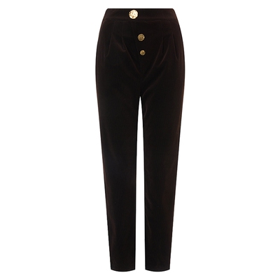 【奥莱】MAXRIENY咖色灯芯绒锥形裤高腰复古休闲裤通勤裤子女