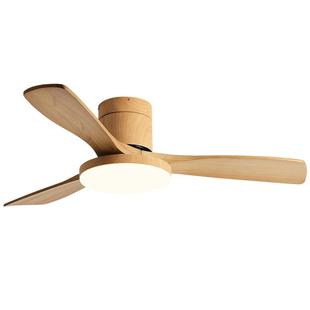 吸顶实木新款风扇灯家用餐厅客厅原木卧室日式变频式吊扇灯扇一体