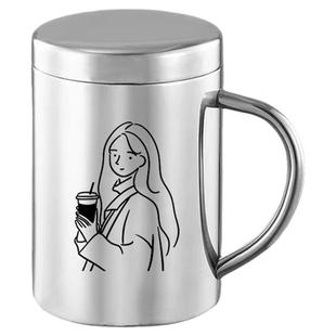 不锈钢大容量带吸管马克杯带盖高颜值咖啡杯办公室2025水杯保温杯