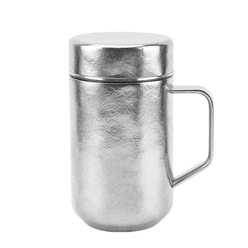 纯钛双层真空防烫带茶漏马克杯