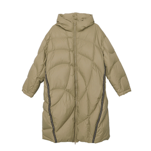 MOVEUP幻走2025冬季新款.FUN系列连帽撞色织带鸭绒长款羽绒服女