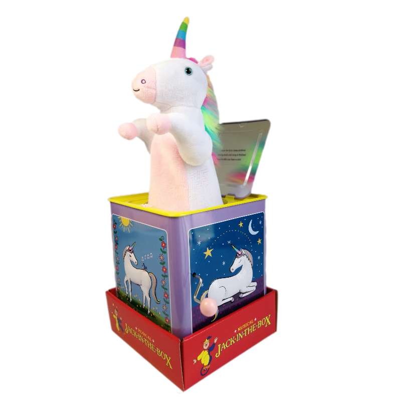 马年新品Jack in the Box手摇音乐盒 七彩马 独角兽 复古马口铁