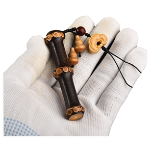 紫竹小挂件鸡血藤盘玩紫竹根手把件藤云钥匙扣文玩竹子玉竹实心竹