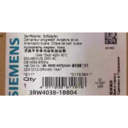议价3RW4038-1BB04西门子 软启动器 3RW40381BB04现货议价