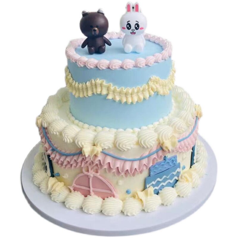 仿真蛋糕模型卡通三层生日样品