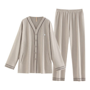 家乐芬睡衣男士春秋款秋季纯棉长袖家居服男款两件休闲套装可外穿